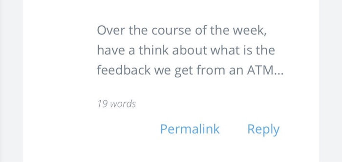 Over the course of the week ,have a think about