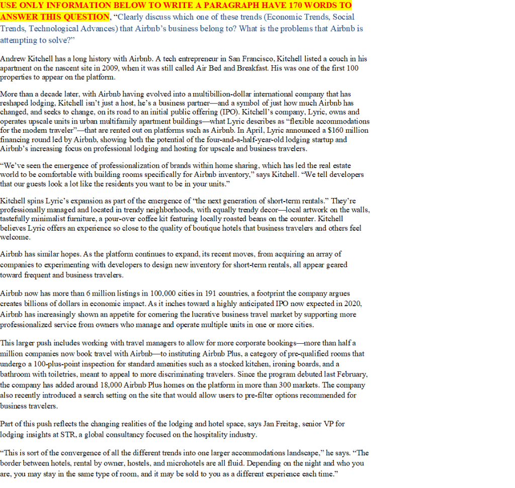 USE ONLY INFORMATION BELOW TO WRITE A PARAGRAPH