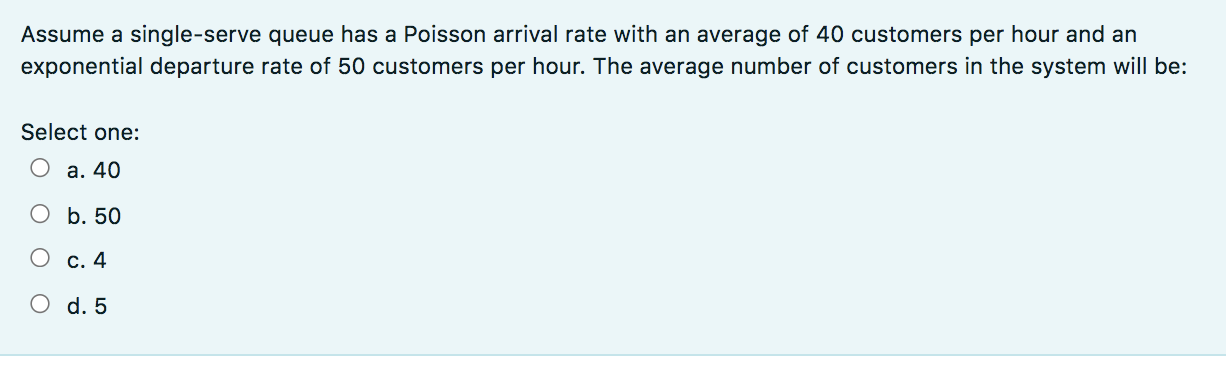 Assume a single-serve queue has a Poisson arrival