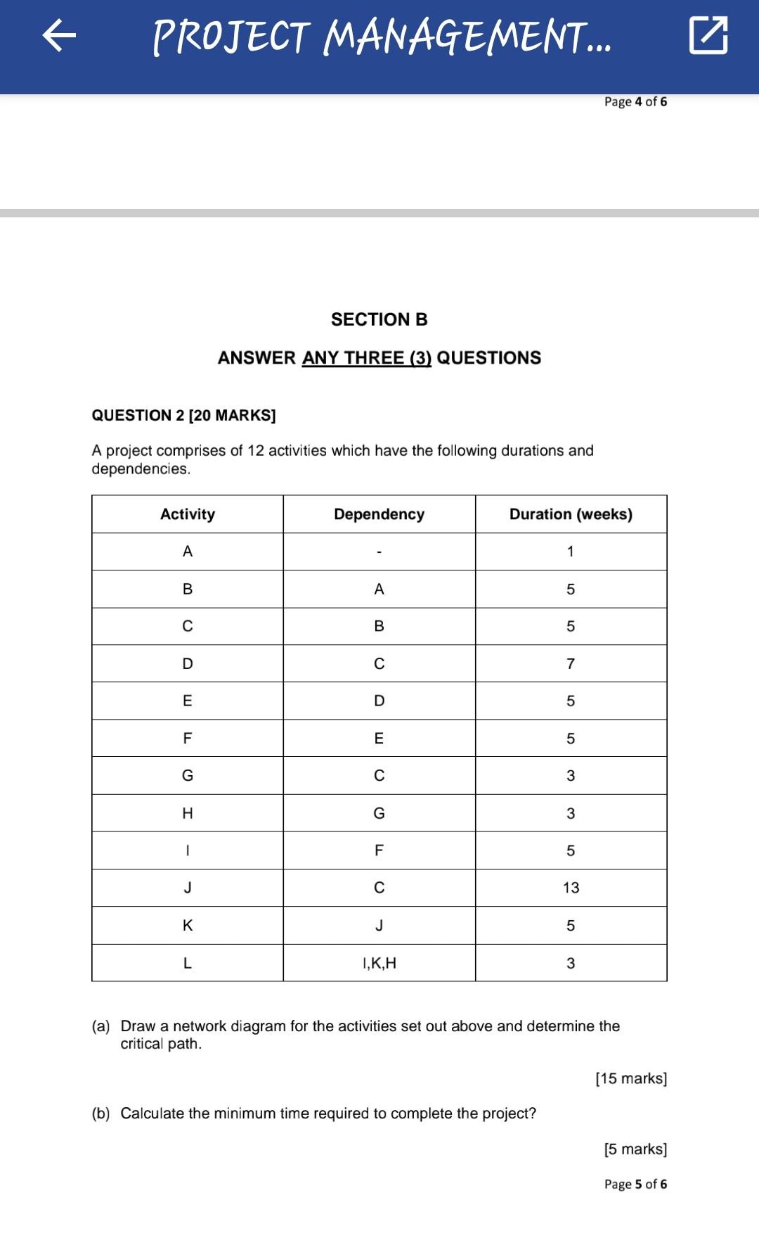 SECTION B ANSWER ANY THREE (3) QUESTIONS QUESTION