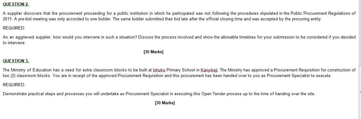 QUESTION 2. A supplier discovers that the