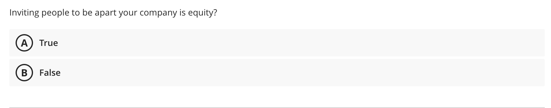 This is a question about equity I don't