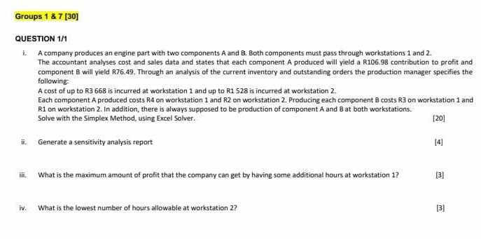 please indicate answer number Groups 1 8 7 [30]