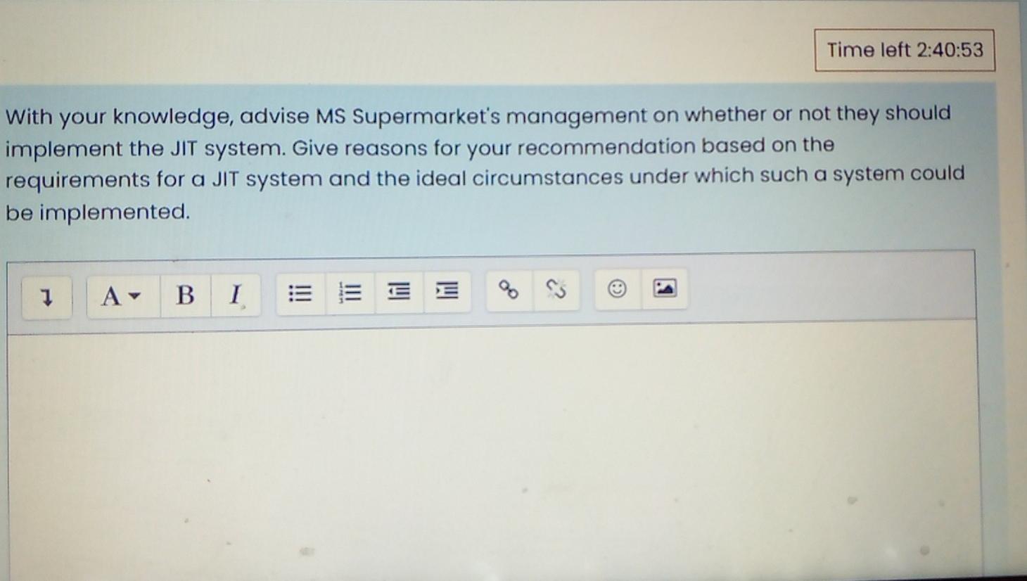 Time left 2:40:53 With your knowledge, advise MS