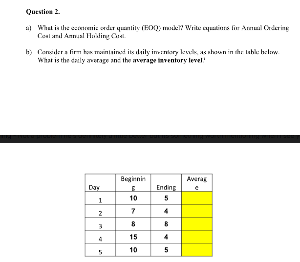 a) What is the economic order quantity (EOQ)
