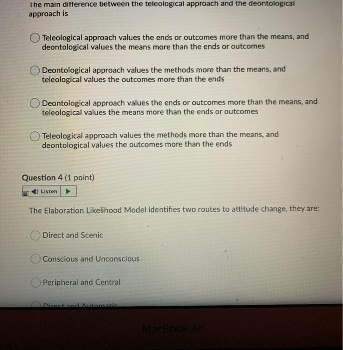 The main difference between the teleological