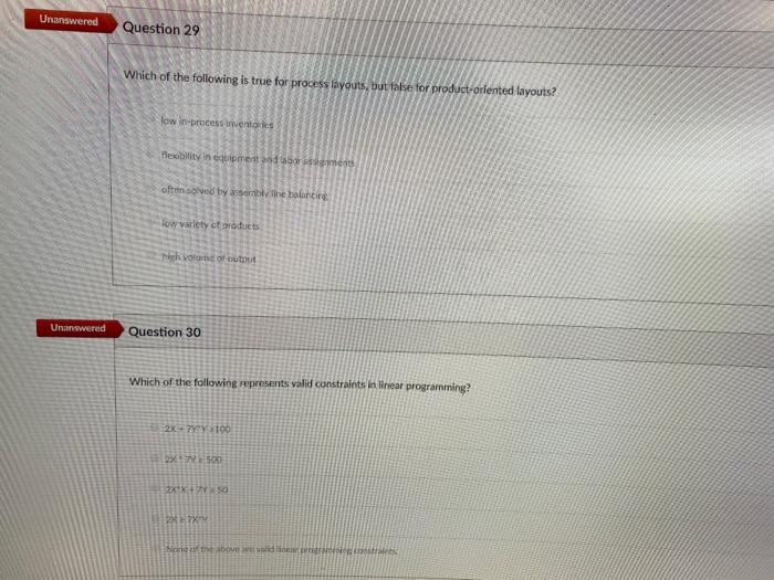 Unanswered Question 29 Which of the following is