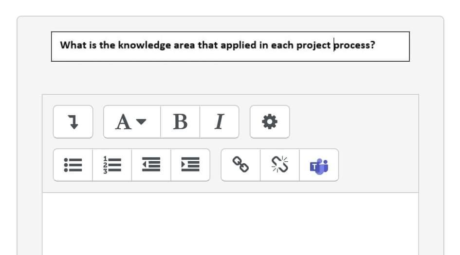 What is the knowledge area that applied in each
