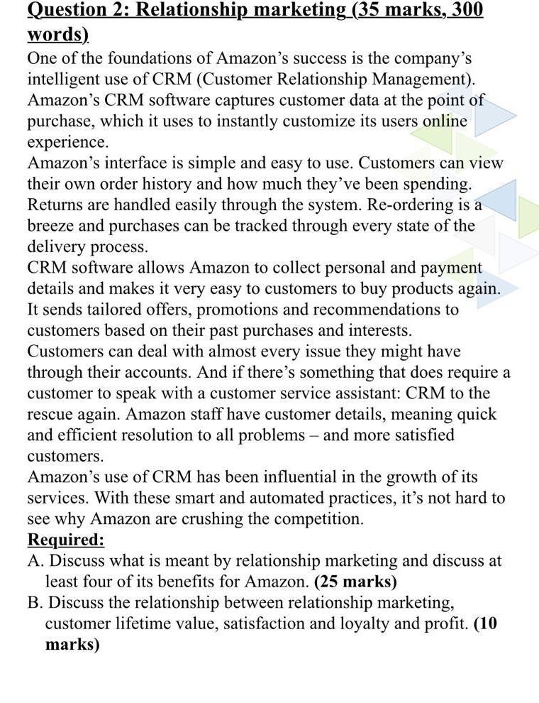Question 2: Relationship marketing (35 marks, 300