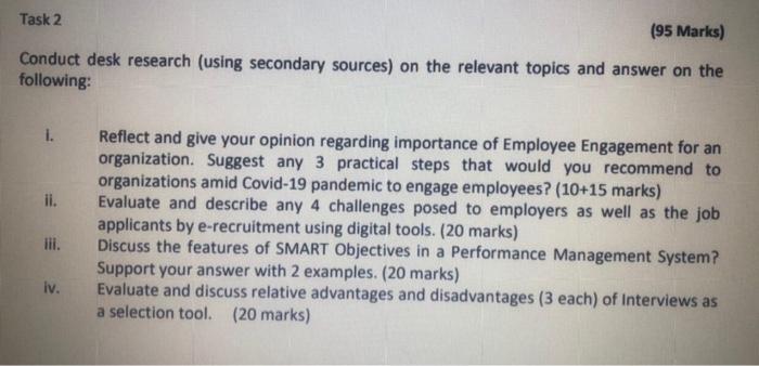 Task 2 (95 Marks) Conduct desk research (using