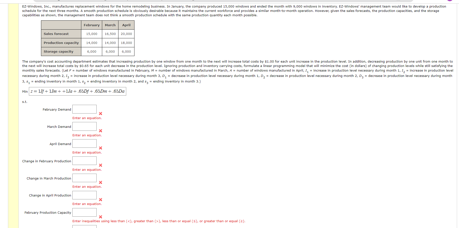 necessary during month 2,I3= increase in