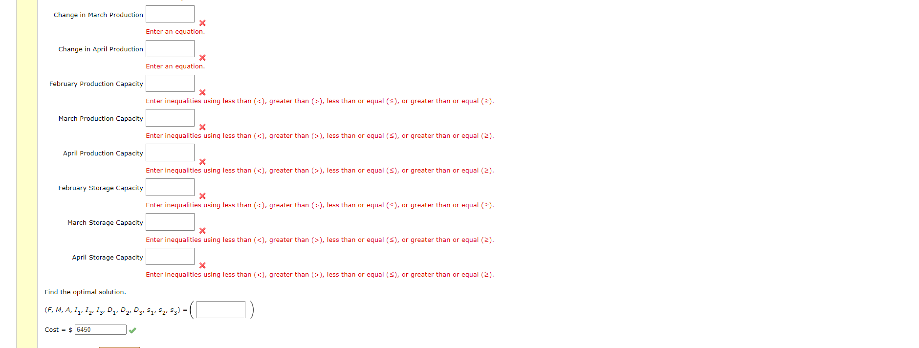 necessary during month 2,I3= increase in