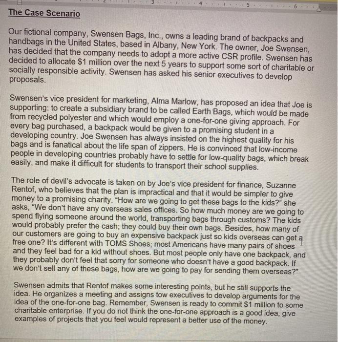 . The Case Scenario Our fictional company,