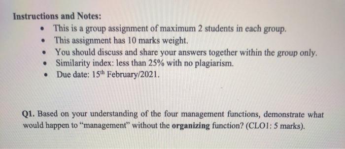 . Instructions and Notes: This is a group