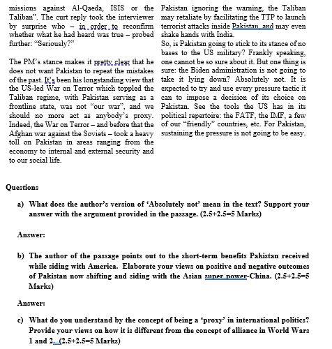 (Marks: 15) Question 1 (A) Read and write answers