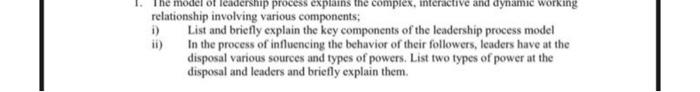 The model of leadership process explains the