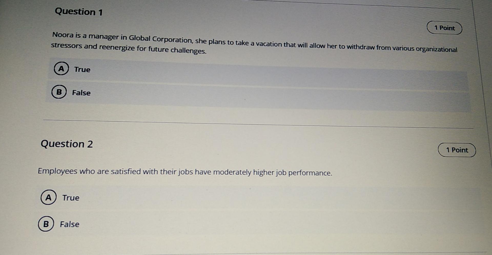 Question 1 1 Point Noora is a manager in Global