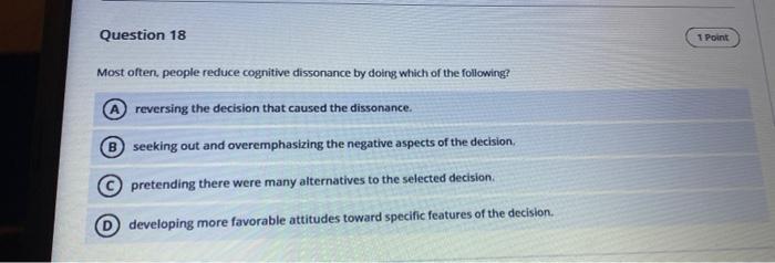 Question 18 1 Point Most often people reduce