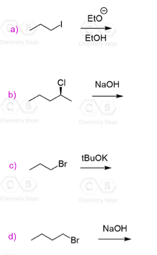 the mechanism as SN1, SN2, E1 or E2 and draw the
