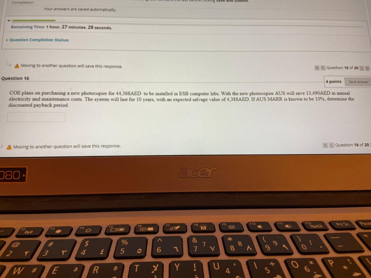 Completion 15 Save and submit Your answers are