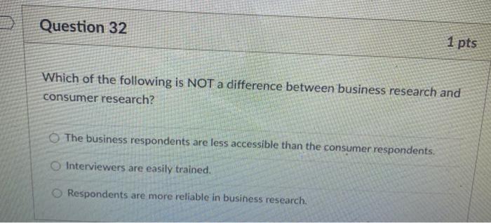 Question 32 1 pts Which of the following is NOT a