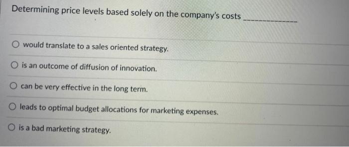 Determining price levels based solely on the