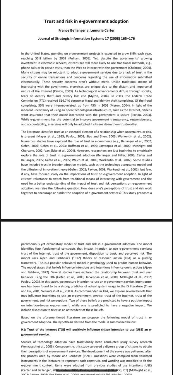 Trust and risk in e-government adoption France