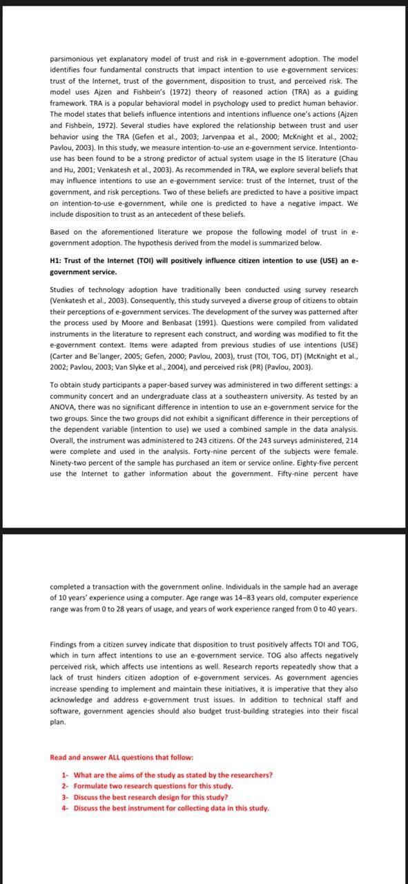 Trust and risk in e-government adoption France