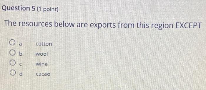 Australia Question 5 (1 point) The resources