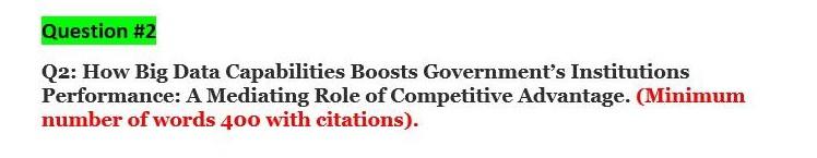 Q2: How Big Data Capabilities Boosts Government's