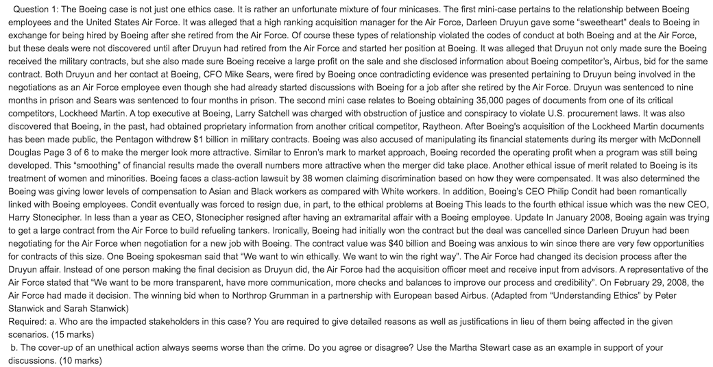 Question 1: The Boeing case is not just one