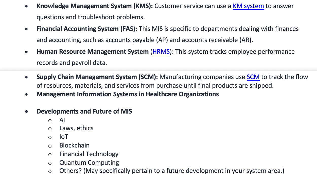 Include Citations: APA format. Research Paper MIS