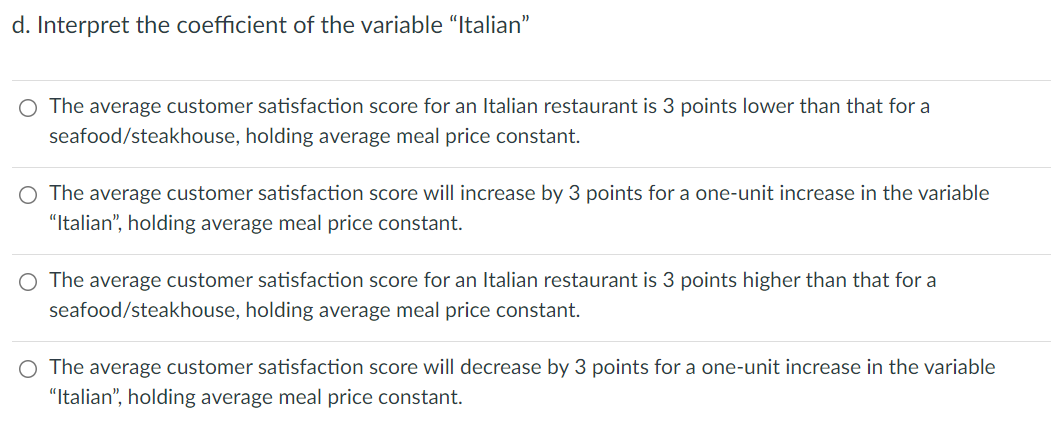 Please show work without using Excel Restaurant