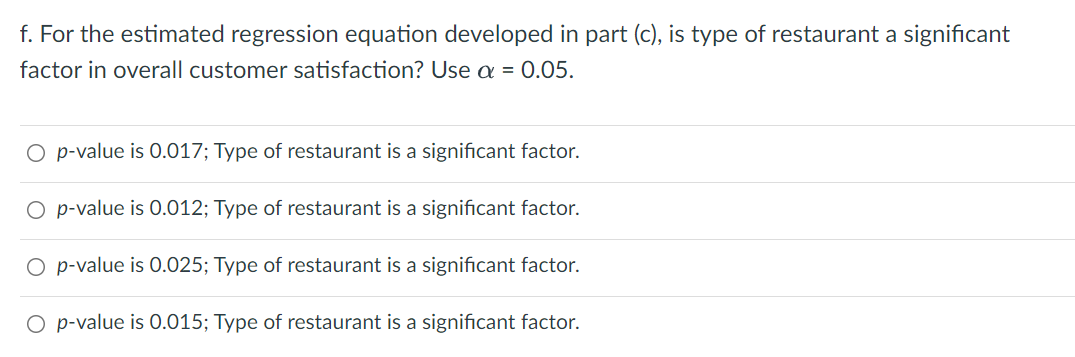 Please show work without using Excel Restaurant