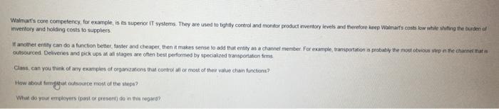Walmart's core competency, for example, is is