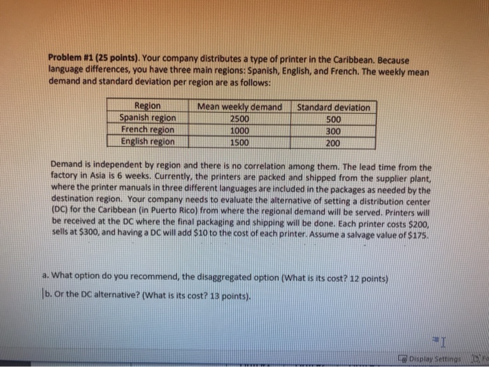 hi i need help with this logistic problem.