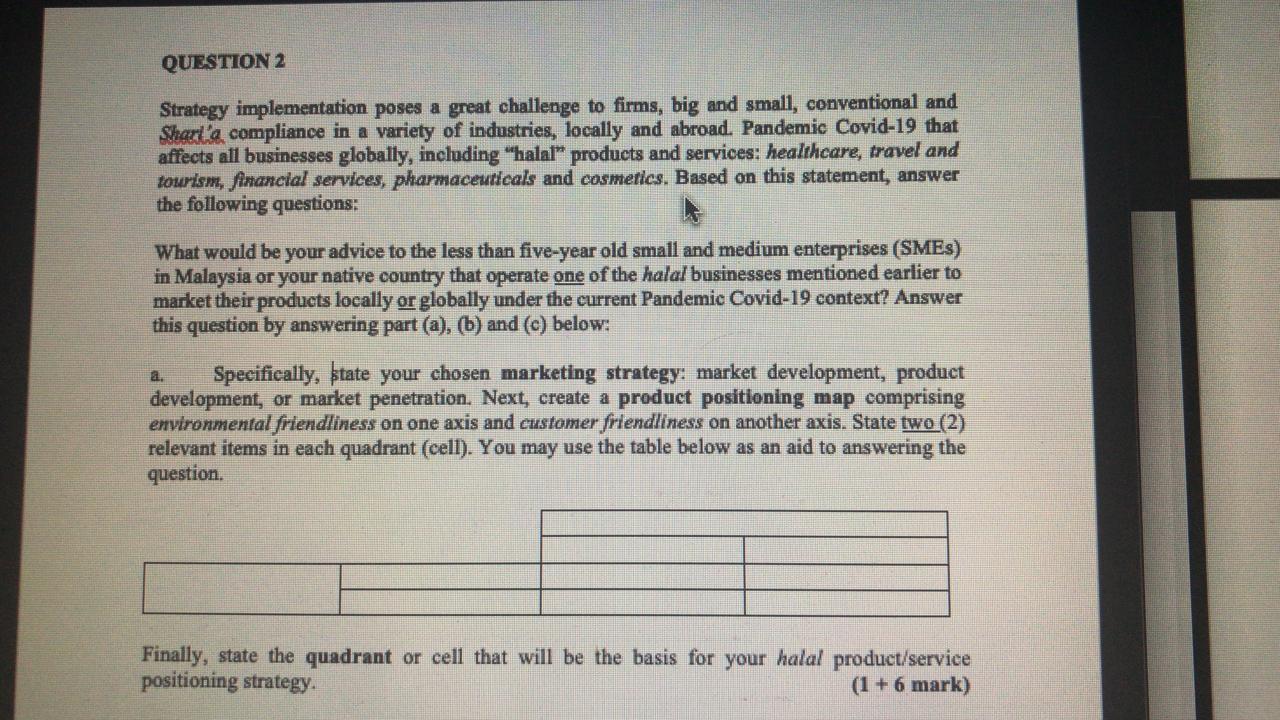 strategic management QUESTION 2 Strategy