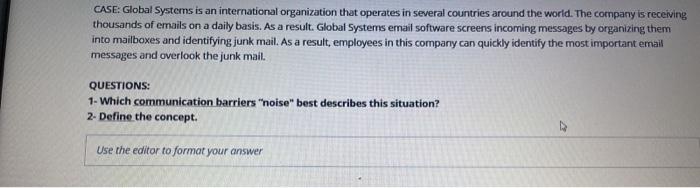 CASE: Global Systems is an international