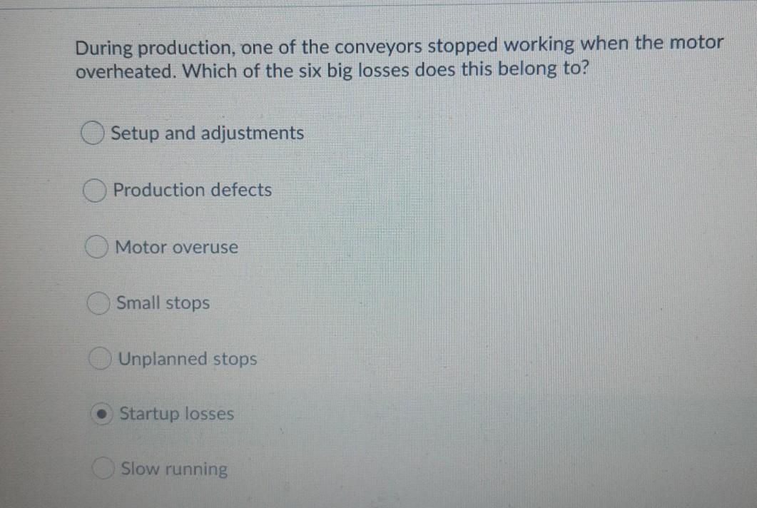 During production, one of the conveyors stopped