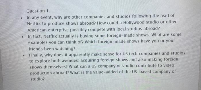 . Question 1: In any event, why are other