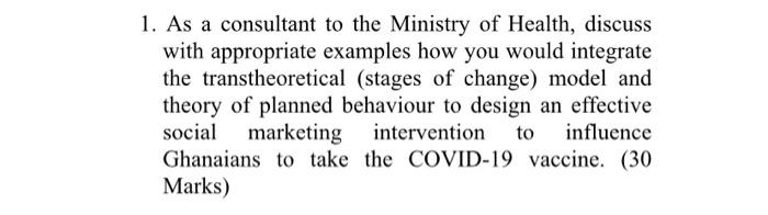 1. As a consultant to the Ministry of Health,