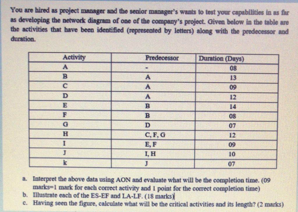 You are hired as project manager and the senior