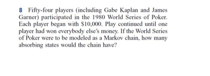 please provide full answer 8 Fifty-four players