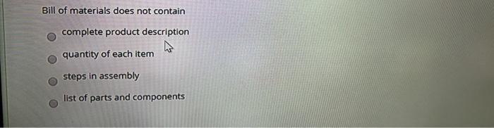 Bill of materials does not contain complete