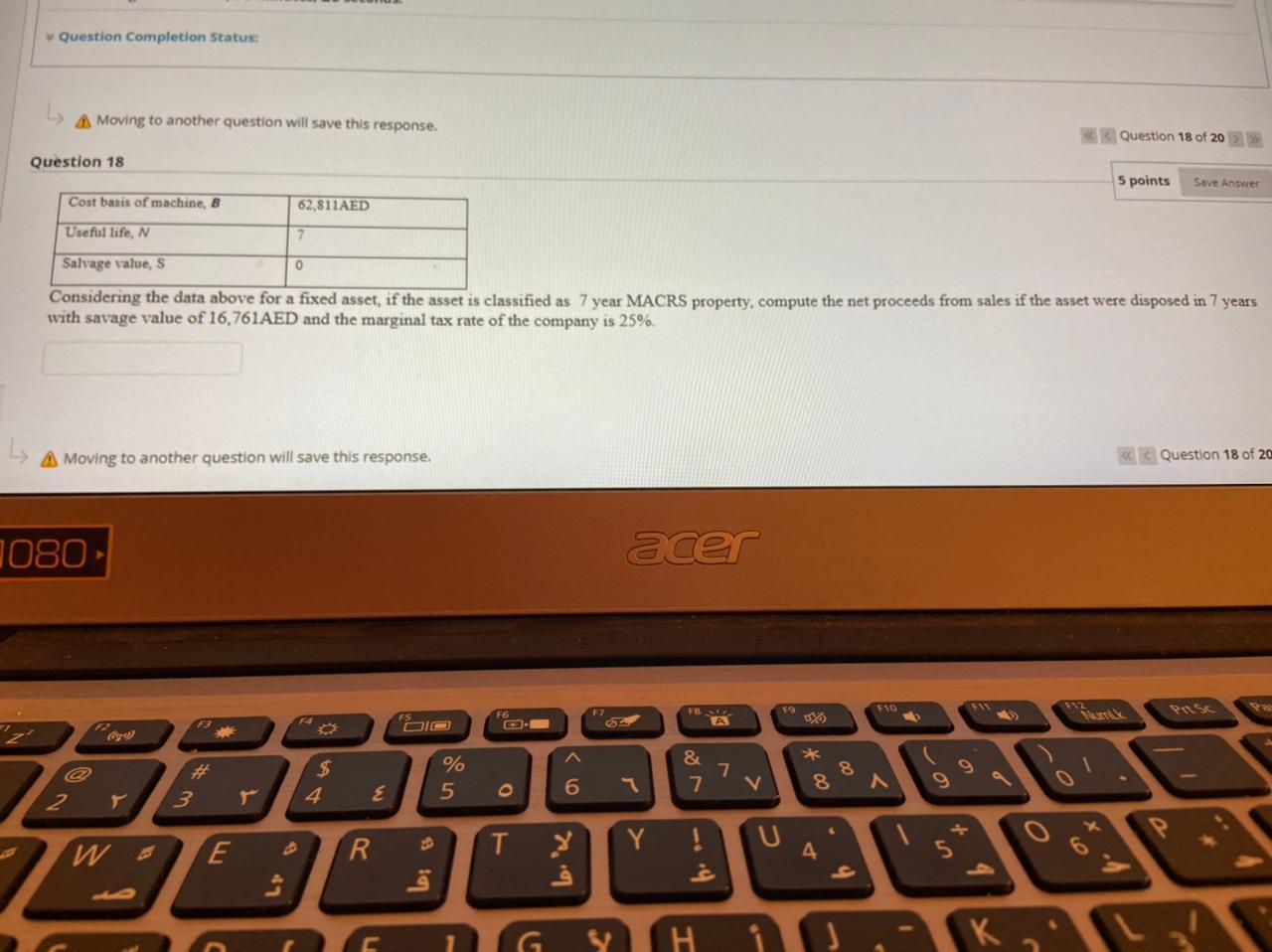 Question Completion Status: A Moving to another