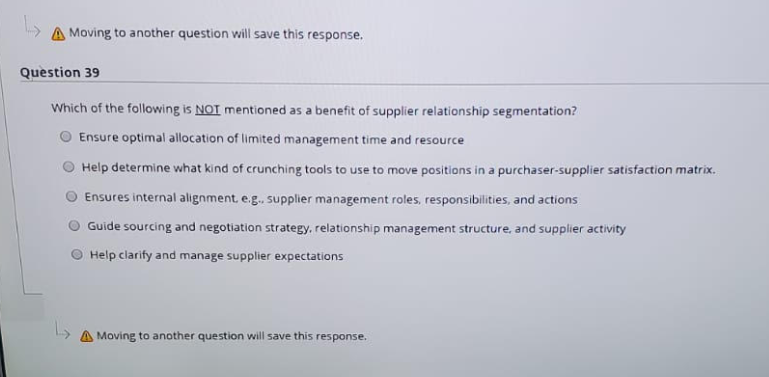 Moving to another question will save this