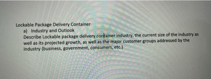 Bussiness Plan Lockable Package Delivery