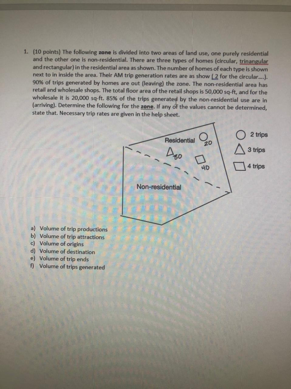 Urban Transportation planning 1 hour please solve
