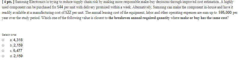 [ 4 pts. ] If average demand for an inventory