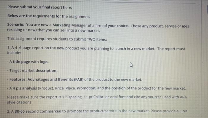 600 words Please submit your final report here.